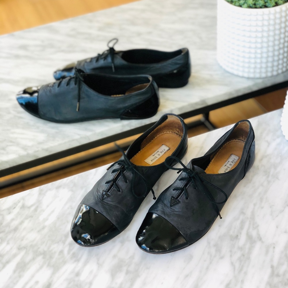 Rag & Bone lamb skin & patent leather flats